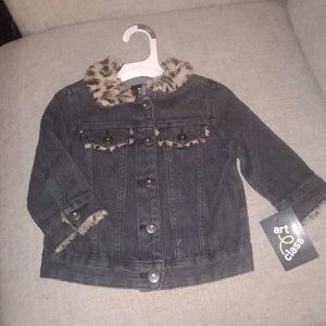 Black and Leopard denim toddler jacket